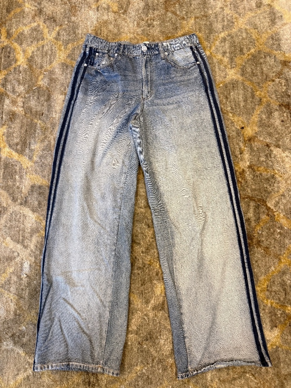 rag & bone Miramar Cotton Terry Wide-Leg Track Pant Jeans - Coney Wash